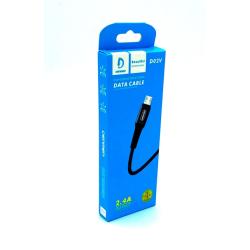 Дата кабель плетенный DENMEN D02V 2.4A Micro USB Black