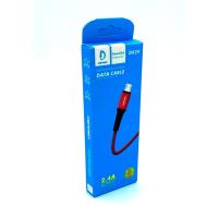 Дата кабель плетенный DENMEN D02V 2.4A Micro USB Red