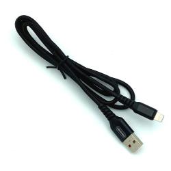 Дата кабель плетенный DENMEN D02L 2.4A Lightning Black