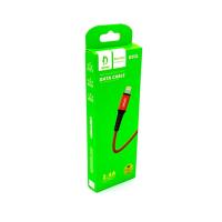 Дата кабель плетенный DENMEN D02L 2.4A Lightning Red