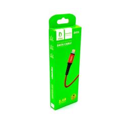 Дата кабель плетенный DENMEN D02L 2.4A Lightning Red