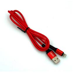 Дата кабель плетенный DENMEN D02L 2.4A Lightning Red