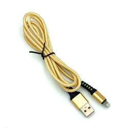 Дата кабель плетенный DENMEN D02L 2.4A Lightning Gold