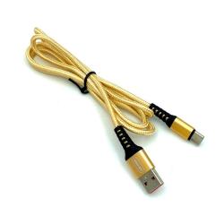 Дата кабель плетенный DENMEN D02T 2.4A Type C Gold