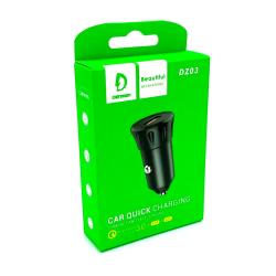 Автомобильное ЗУ DENMEN DZ03 QC3.0+FCP+AFC (5V/2.4A/2USB) Black