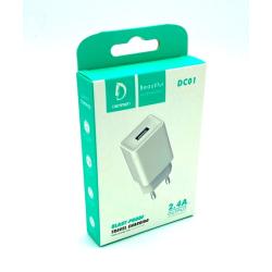 Сетевое ЗУ DENMEN DC01 (5V/2.4A/1USB) White