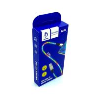 Дата кабель DENMEN D25V 2.4A RGB LED Micro USB White