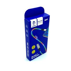 Дата кабель DENMEN D25T 2.4A RGB LED Type C White