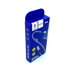 Дата кабель DENMEN D25L 2.4A RGB LED Lightning White