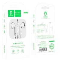 Наушники DENMEN DR05 с разъемом 3.5 mm с микрофоном White