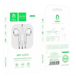Наушники DENMEN DR05 с разъемом 3.5 mm с микрофоном White