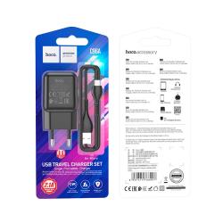 Сетевое ЗУ HOCO C96A + кабель Micro USB (5V/2.1A/1 USB) Black