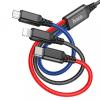 Дата кабель HOCO X76 3 in 1 Lightning+Micro USB+Type C 1m Black_Red