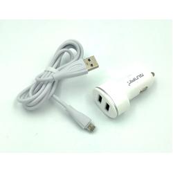 Автомобильное ЗУ SUNPIN CS-03 (5V/2.1A/2USB) + кабель Micro USB White