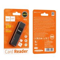 Кардрідер HOCO HB20 Mindful 2-in-1 Card reader (USB2.0) ISD / TF, 5Mbps| Black