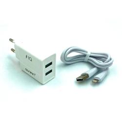Сетевое ЗУ Sunpin DC-01 (5V/2.4A/2USB) + кабель Lightning USB White 