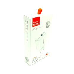 Сетевое ЗУ Sunpin SPC-01 (5V/2.4A/2USB) + кабель Type C White 