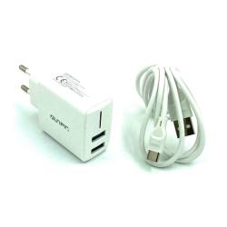 Сетевое ЗУ Sunpin SPC-01 (5V/2.4A/2USB) + кабель Type C White 