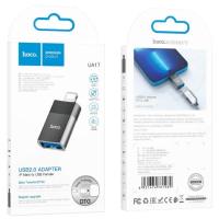 OTG переходник HOCO UA17 USB2.0 Lightning Male to USB Female Black