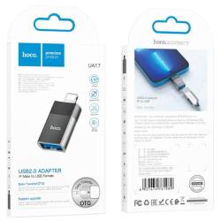 OTG переходник HOCO UA17 USB2.0 Lightning Male to USB Female Black