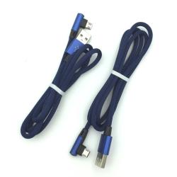 Дата кабель M-007 круглый плетенный угловой Micro USB 1.0m Blue (тех. упаковка)