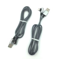 Дата кабель M-007 круглый плетенный угловой Micro USB 1.0m Gray (тех. упаковка)