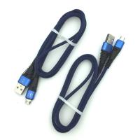 Дата кабель M-008 круглый плетенный усиленный Micro USB 1.0m Blue (тех. упаковка)