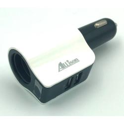 Автомобильное ЗУ Allison ALS-A208H Black_White (5V/3.1A/2USB)