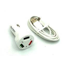 Автомобильное ЗУ SUNPIN CS-04 (5V/3A/3USB) Qualcomm 3.0 + кабель Micro USB White