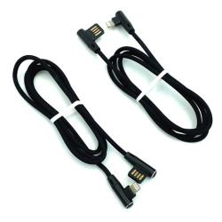 Дата кабель I-021 плетенный круглый угловой Lightning 1.0m Black (тех. упаковка)