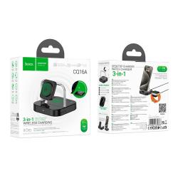 Магнитная зарядка для Apple Watch HOCO CQ16A Astute 3-in-1 desktop charger+watch charger set Type C
