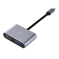 Переходник Type C to HDMI + VGA DM CHB016 Metal Type C 9 cm Black