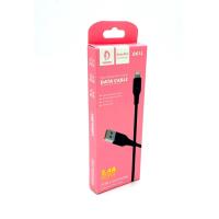 Дата кабель силиконовый DENMEN D01L 2.4A Lightning Black